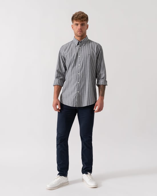 Regular Fit Three Quarter Sleeve Logo Detail Shirt in Grey - Image 4