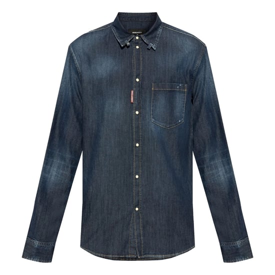 Dsquared2 Mörktvättad Skjorta Med Tab Mörkblå - Image 1
