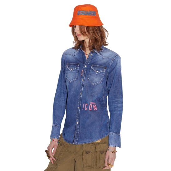 Dsquared2 Icon Print Western Denim Blauw Shirt - Image 2
