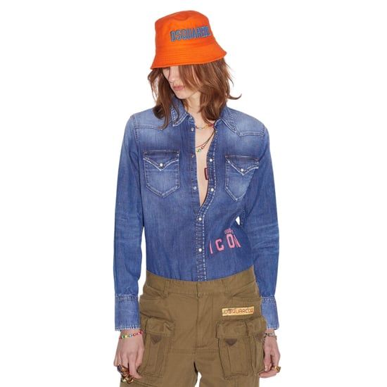 Dsquared2 Icon Print Western Denim Blauw Shirt - Image 3