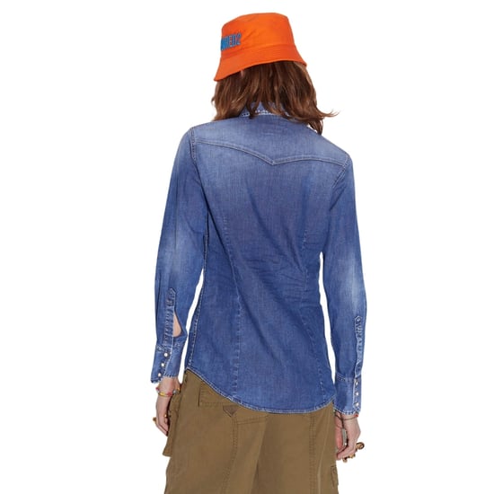 Dsquared2 Icon Print Western Denim Blauw Shirt - Image 4