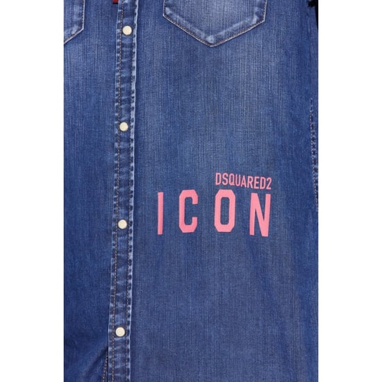 Dsquared2 Icon Print Western Denim Blauw Shirt - Image 5
