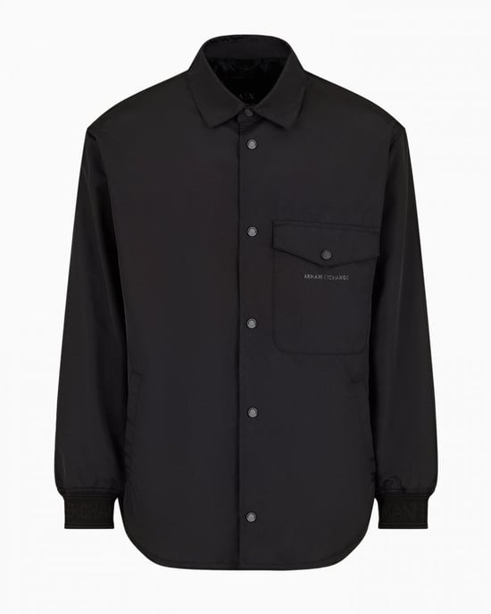 Pocket Logo Detail Overshirt in Black - Image 2