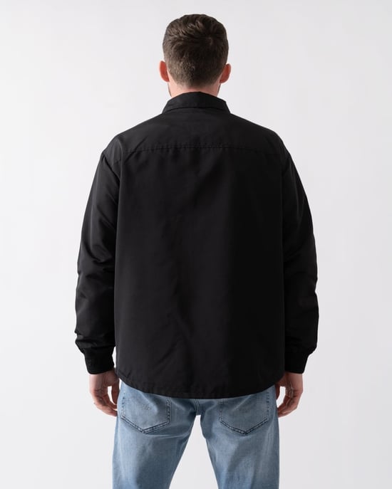 Pocket Logo Detail Overshirt in Black - Image 3