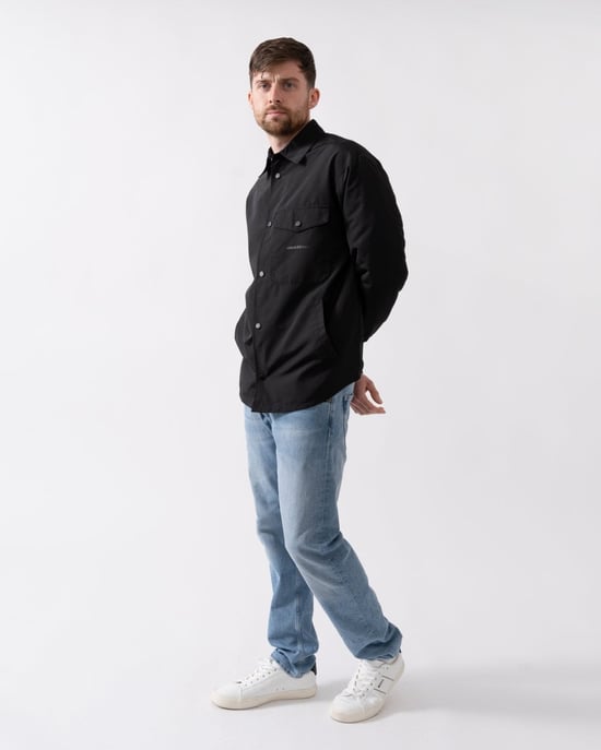 Pocket Logo Detail Overshirt in Black - Image 5