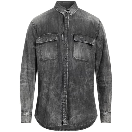 Dsquared2 Regular Fit Vervaagd Zwart Denim Shirt - Image 1