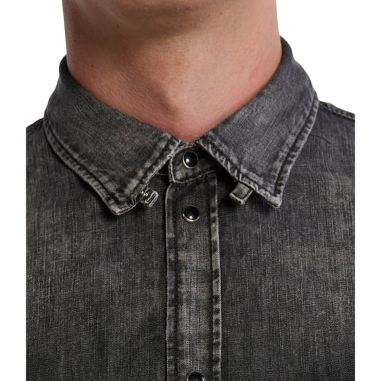 Dsquared2 Regular Fit Vervaagd Zwart Denim Shirt - Image 4