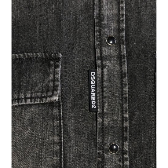 Dsquared2 Regular Fit Vervaagd Zwart Denim Shirt - Image 5
