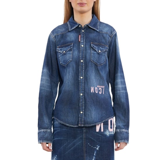 Dsquared2 Icon Reverse Logo Western Donkerblauw Denim Shirt - Image 2