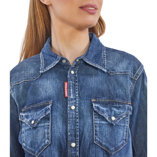 Dsquared2 Icon Reverse Logo Western Donkerblauw Denim Shirt - Image 4