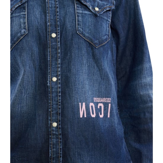 Dsquared2 Icon Reverse Logo Western Donkerblauw Denim Shirt - Image 5