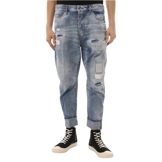 Dsquared2 Worn Patchwork Relaxed Fit Blauwe Jeans - Image 2
