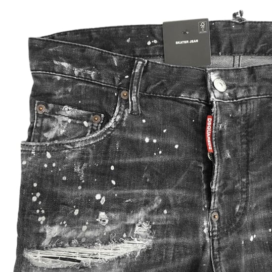 Dsquared2 Skater Jean Destroyed Paint Effect Black Jeans - Image 3