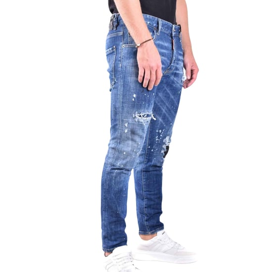 Dsquared2 Skater Jeans Destroyed Reinforced Paint Splash Effect Blauwe Jeans - Image 4
