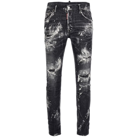 Dsquared2 Super Twinky Jean Destroyed Paint Effect Black Jeans - Image 1