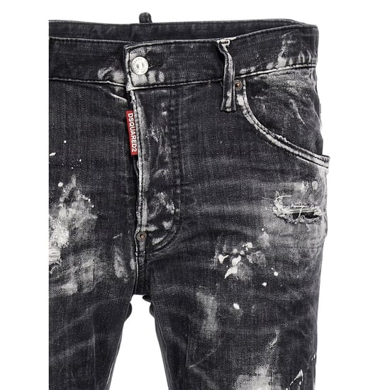 Dsquared2 Super Twinky Jean Destroyed Paint Effect Black Jeans - Image 3