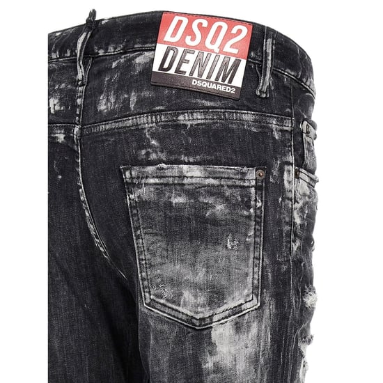 Dsquared2 Super Twinky Jean Destroyed Paint Effect Black Jeans - Image 4