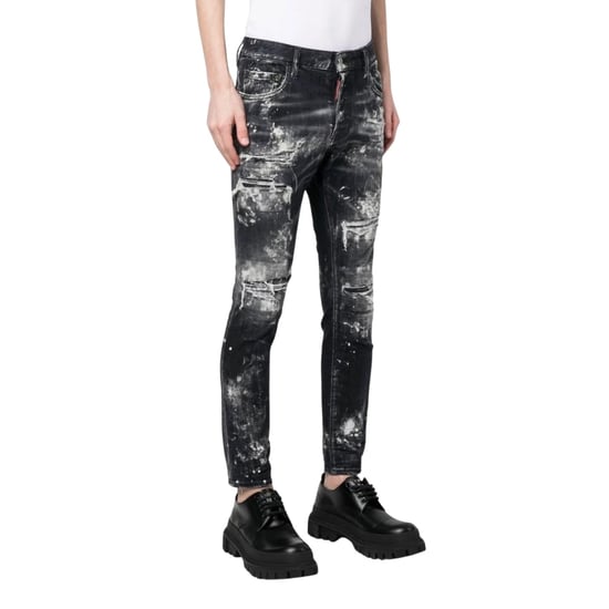 Dsquared2 Super Twinky Jean Destroyed Paint Effect Black Jeans - Image 5