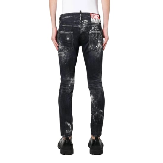 Dsquared2 Super Twinky Jean Destroyed Paint Effect Black Jeans - Image 6