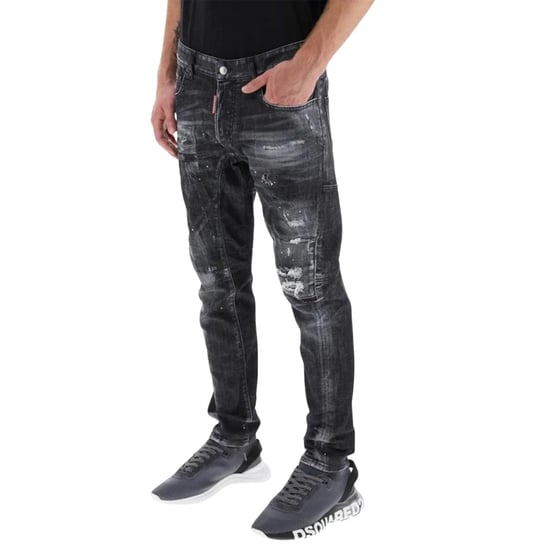 Dsquared2 Tidy Biker Jean Worn Faded Style Black Jeans - Image 2