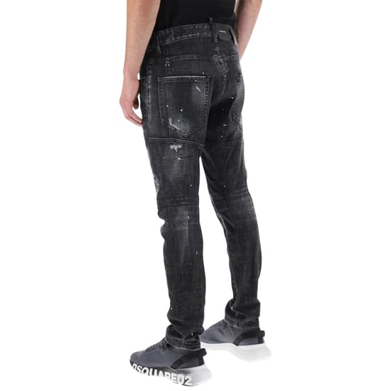 Dsquared2 Tidy Biker Jean Worn Faded Style Black Jeans - Image 3