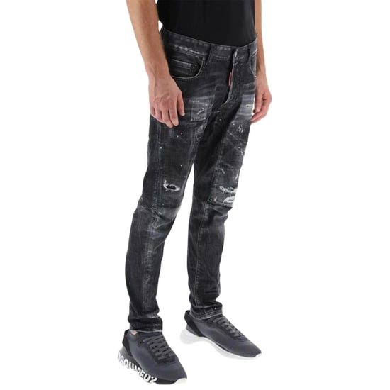 Dsquared2 Tidy Biker Jean Worn Faded Style Black Jeans - Image 4