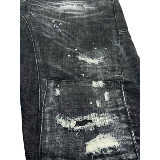 Dsquared2 Tidy Biker Jean Worn Faded Style Black Jeans - Image 6