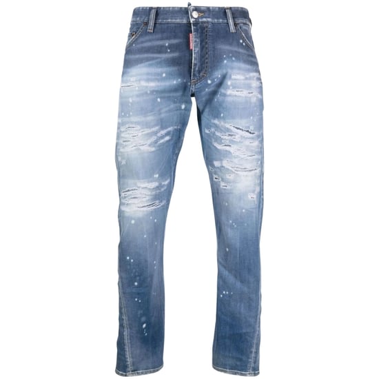 Dsquared2 Sexy Twist Jean Destroyed Reinforced Paint Splash Blue Jeans - Image 1