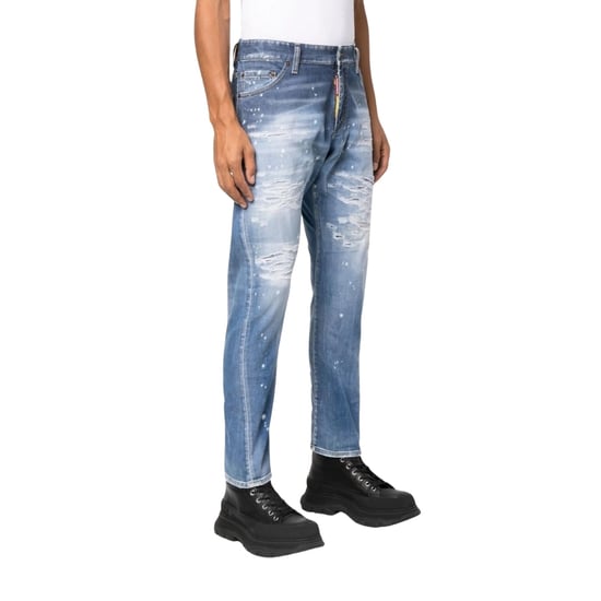 Dsquared2 Sexy Twist Jean Destroyed Reinforced Paint Splash Blue Jeans - Image 2