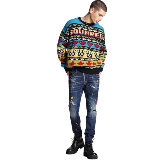 Dsquared2 Skater Jean Dark Monster Maze Wash Blue Jeans - Image 2