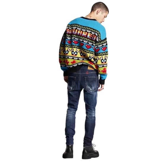 Dsquared2 Skater Jean Dark Monster Maze Wash Blue Jeans - Image 3