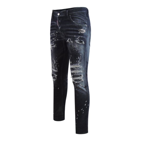 Dsquared2 Skater Jean Reinforced Ripped Paint Splatter Black Wash Jeans - Image 3