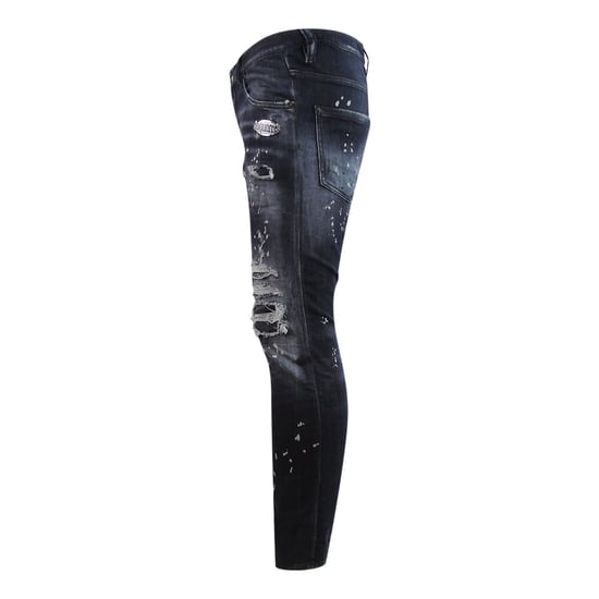Dsquared2 Skater Jean Reinforced Ripped Paint Splatter Black Wash Jeans - Image 4