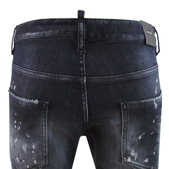 Dsquared2 Skater Jean Reinforced Ripped Paint Splatter Black Wash Jeans - Image 5