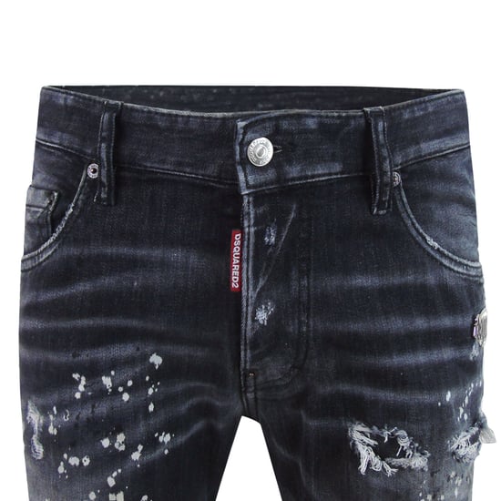 Dsquared2 Skater Jean Reinforced Ripped Paint Splatter Black Wash Jeans - Image 6