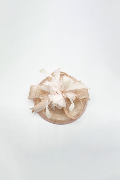 Feather & Bow Disc Fascinator in Pink - Image 2