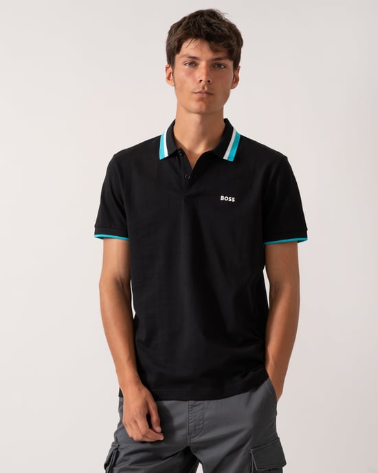 Regular Fit Heritage Logo Detail Polo Shirt in Black - Image 1