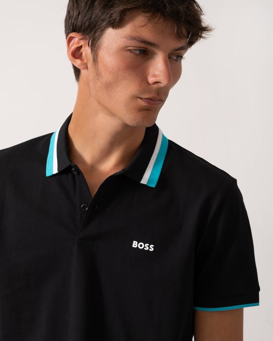 Regular Fit Heritage Logo Detail Polo Shirt in Black - Image 3