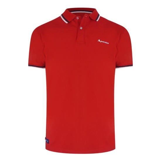 Aquascutum Active Cotton Stripes Polo Dry-fit Red Red Polo Shirt - Image 1
