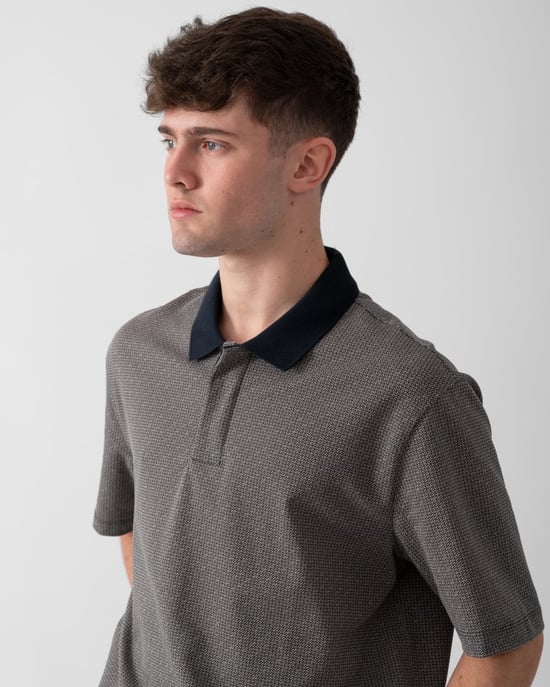 Logo Pattern Logo Detail Polo Shirt in Grey - Image 2