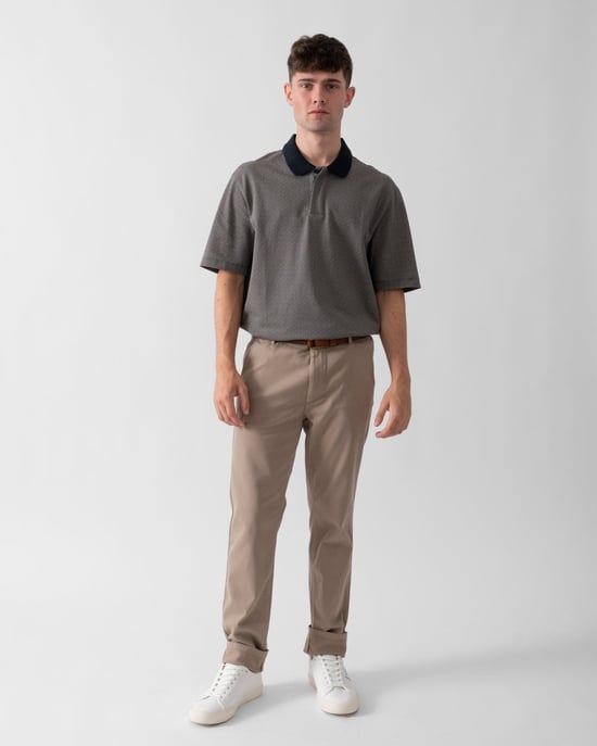 Logo Pattern Logo Detail Polo Shirt in Grey - Image 3
