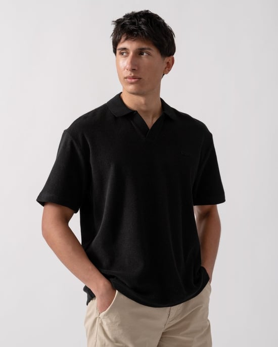 Doubletowel Polo Shirt in Black - Image 1