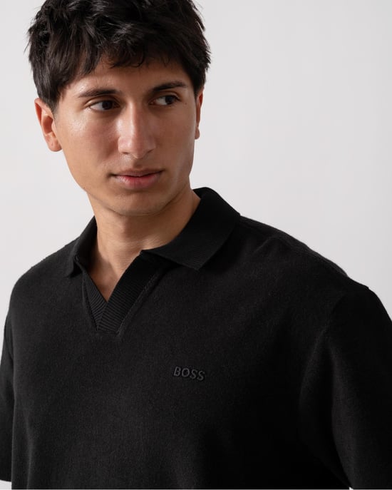 Doubletowel Polo Shirt in Black - Image 4