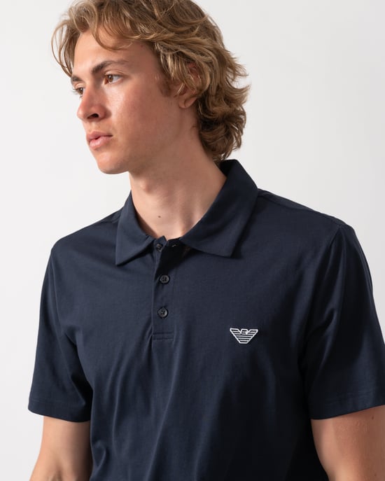 Short Sleeve Logo Detail Polo in Navy - Image 4