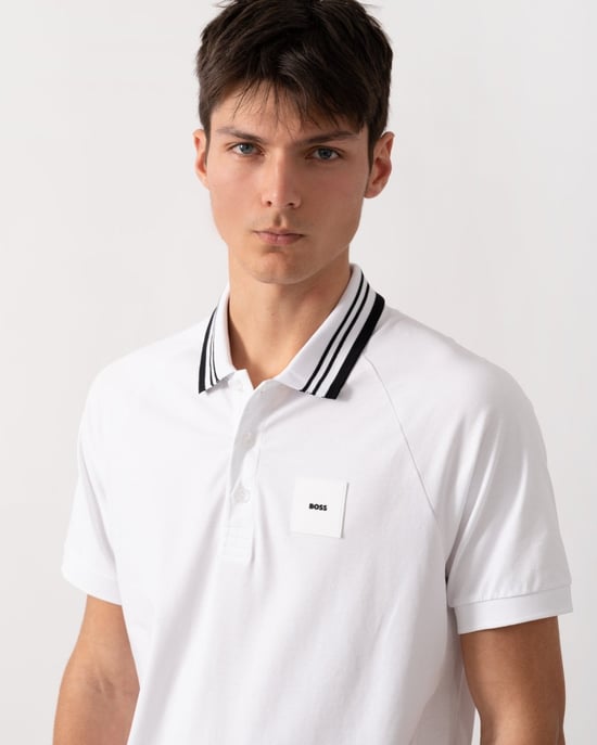 Paddy Rib Polo Shirt in White - Image 3