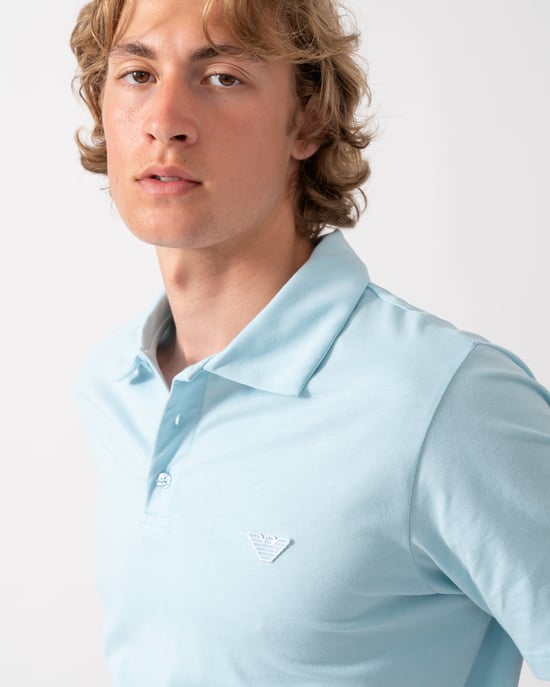 Short Sleeve Logo Detail Beach Polo in Pale_Blue - Image 3
