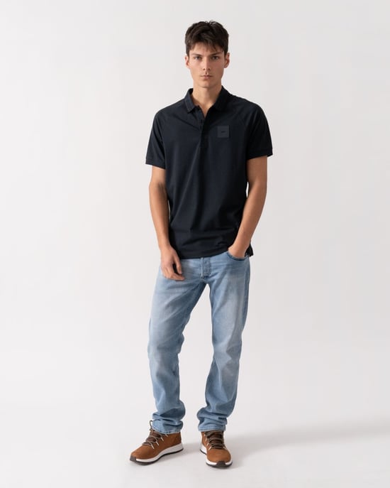 Paddy Rib Polo Shirt in Navy - Image 1