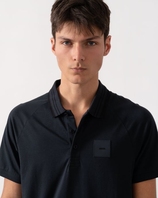 Paddy Rib Polo Shirt in Navy - Image 4