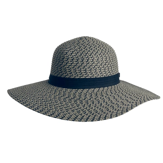 Ladies Wide Brim Woven Sun Hat Adjustable Summer Beach Hat in Navy - Image 3