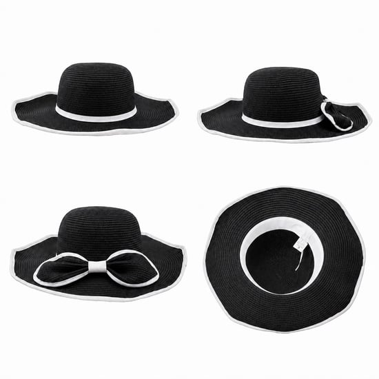 Ladies Wide Brim Foldable Sun Hat Adjustable Summer Beach Hat in Black - Image 3